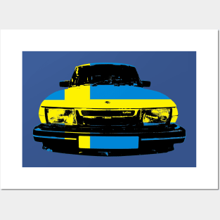 Saab 900 Turbo 1980s classic car monoblock flag Posters and Art